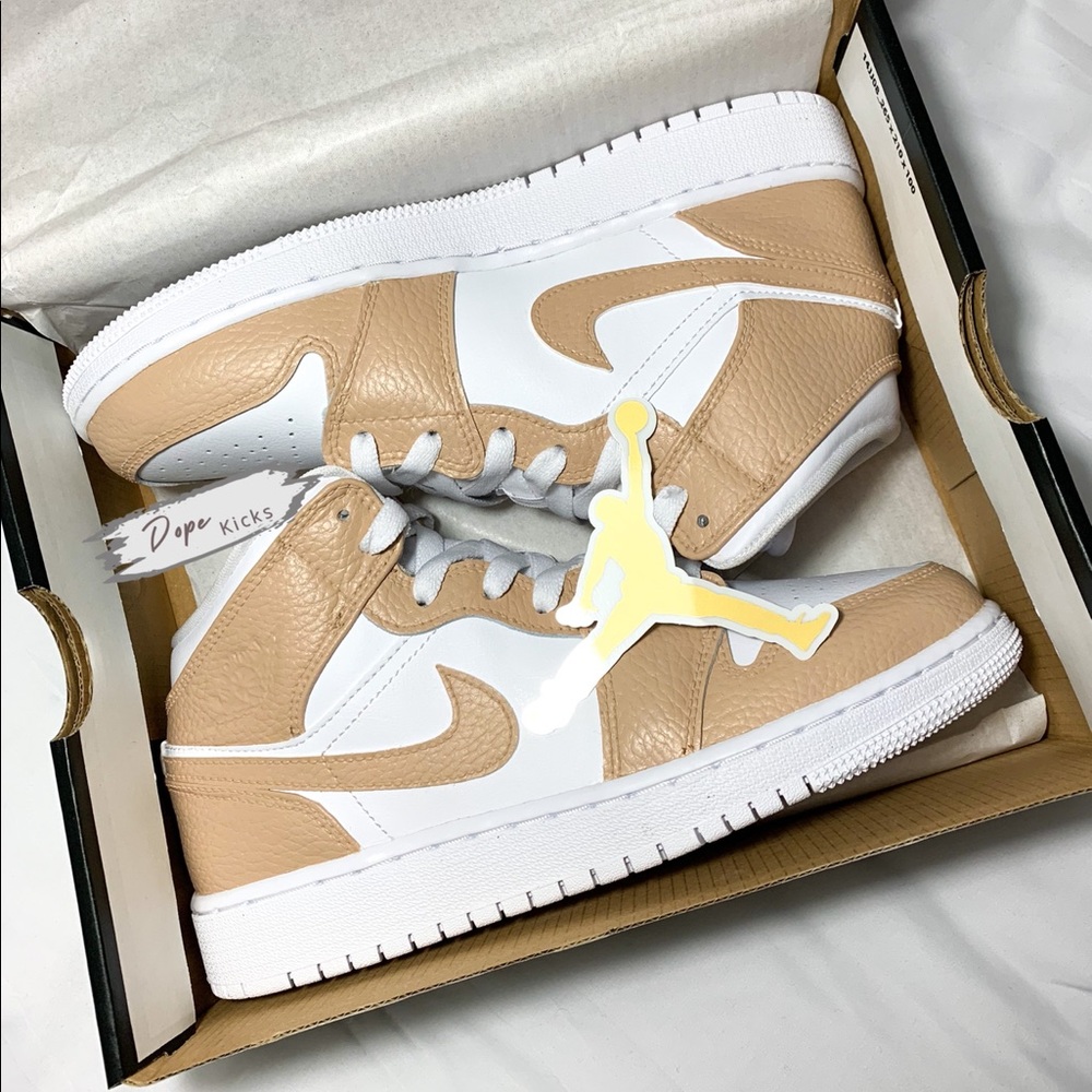 Custom Tan Air Jordan 1 Mids